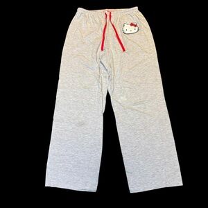 Hello Kitty Girls' Gray Pajama Pants with Red Drawstring